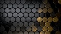 Luxury circle pattern abstract black metal background with dot gold Royalty Free Stock Photo