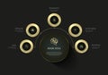 Luxury circles options infographic design, vector illustration. Golden and premium charts for business and finance concepts