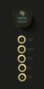 Luxury circles options infographic design, vector illustration. Golden and premium charts for business and finance elements