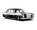 luxury classic car silhouette. white background isolated vector design showing from the side. Royalty Free Stock Photo