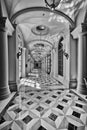 Luxury classic colonnade corridor with marble floor Royalty Free Stock Photo