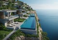 Luxury Cliffside Villa with Infinity Pool Overlooking the Ocean Royalty Free Stock Photo
