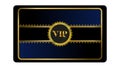 Luxury club card for VIP members. Blue stripes. Gold ornament