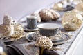 Luxury coffee plate set still life Royalty Free Stock Photo