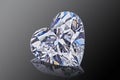 Luxury colorless transparent sparkling gemstone shape heart cut diamond isolated on black background