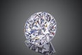 Luxury colorless transparent sparkling gemstone shape round cut diamond isolated on black background