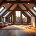 Luxury concept modern dormer loft conversion interior in apartment or house