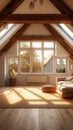 Luxury concept modern dormer loft conversion interior in apartment or house