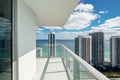 Luxury condo balcony with coastal ocean water view