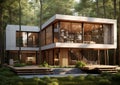 A luxury contemporary 3 story house in a forest