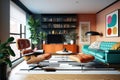 Luxury creative bright interior design of living room. Generative AI