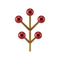 Luxury creative minimalist golden tree branch with red berries realistic vector illustration