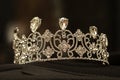 Luxury crown with diamonds, diadem jewelry, on black background Royalty Free Stock Photo