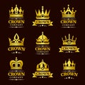 Luxury crown logo set