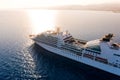 Luxury cruise liner near the coast, aerial view