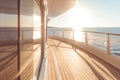 Luxury cruise ship deck with view on the sea and sky. Royalty Free Stock Photo