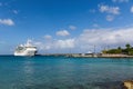 Luxury Cruise Ship Docked in Bay on St Croix Royalty Free Stock Photo