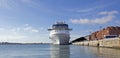 Luxury Cruise Ship docked at the Langelinie Pier in Copenhagen, Denmark.: