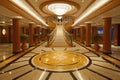 Luxury Cruise Ship Interior, Luxurious Ocean Liner Deck, Cabins Interior, Portholes, Sea View Royalty Free Stock Photo