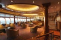 Luxury Cruise Ship Interior, Luxurious Ocean Liner Deck, Cabins Interior, Portholes, Sea View Royalty Free Stock Photo