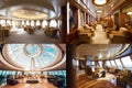 Luxury Cruise Ship Interior, Luxurious Ocean Liner Deck, Cabins Interior, Portholes, Sea View Royalty Free Stock Photo