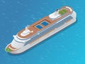 Luxury cruise ship. A modern liner is in an ocean. Flat 3d vector isometric illustration Royalty Free Stock Photo