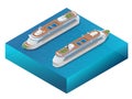 Luxury cruise ship. A modern liner is in an ocean. Flat 3d vector isometric illustration Royalty Free Stock Photo