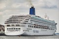 Luxury cruise ship P&O cruises with passengers on board, ship during mooring in the port of Stavanger