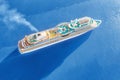 Luxury cruise ship sailing across the sea aerial view Royalty Free Stock Photo