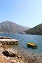 Luxury cruise ship and small boat at sea Royalty Free Stock Photo