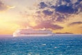 Luxury cruise ship sunset in blue sea with clouds Royalty Free Stock Photo