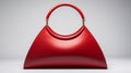 Luxury Curve Handbag: Futuristic Minimalism In Red Leather