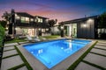 Luxury Custom Built house with backyard pool in Los Angeles Royalty Free Stock Photo