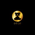 Luxury cute gold bear vector logo template