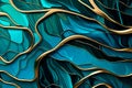 Luxury 3d blue marbled abstract background with golden wavy lines, inlay veins. Marble mosaic, stone texture, jasper. Ornamental