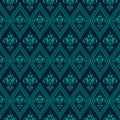 Luxury Damask seamless pattern. Blue color. Vector Royalty Free Stock Photo