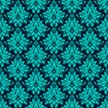 Luxury Damask seamless pattern. Blue color. Vector