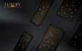 Luxury dark abstract background combine with black lines and golden glitter texture Royalty Free Stock Photo