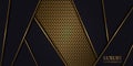 Luxury dark abstract background with golden hexagon carbon fiber. Royalty Free Stock Photo