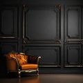 Luxury dark background wall with a chair , dark background wallpaper design