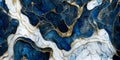 Luxury dark blue alcohol ink abstract fluid art waves painting background with golden glitter veins texture Royalty Free Stock Photo