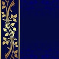 Luxury dark blue Background with golden border. Royalty Free Stock Photo