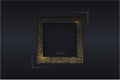 Luxury dark frame of black and gold with circular glowing golden dots modern design