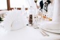 Luxury decorated Table set with food for an event party or wedding reception Royalty Free Stock Photo