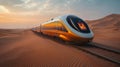 Luxury desert train journey, sunrise Royalty Free Stock Photo