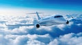 Luxury design private jet flying over the clouds AI generated image Royalty Free Stock Photo