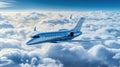 Luxury design private jet flying over the clouds AI generated image Royalty Free Stock Photo