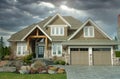 Custom Executive Home House Maison Roofing Stormy Sky Background