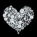 Luxury diamond crystal heart pattern for Valentine day. Precious diamonds Shine on heart