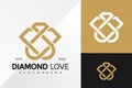 Luxury Diamond Love Elegant Logo Design Vector illustration template